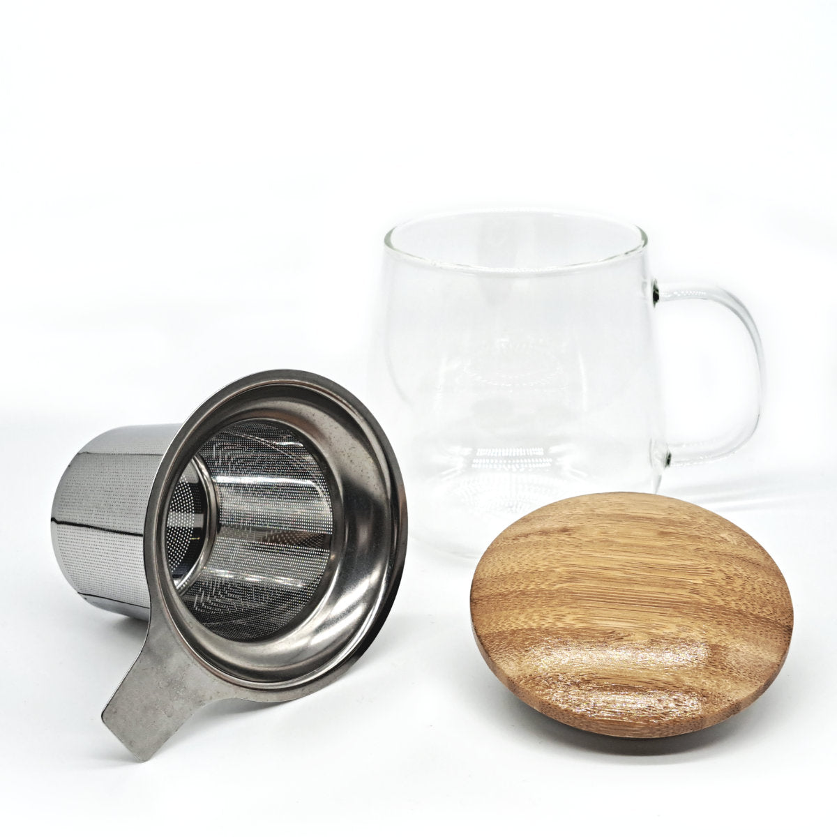 Glass Mug & Stainless Steel Infuser with Bamboo Lid