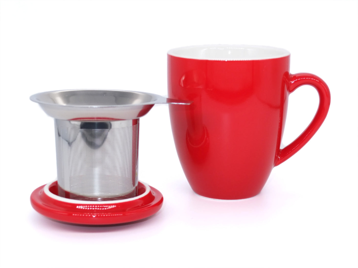 Red Riga Porcelain Infuser Mug with Lid (350ml)