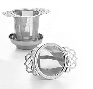 Stainless steel cup/mug infuser with drip tray, Ø 5.5 cm