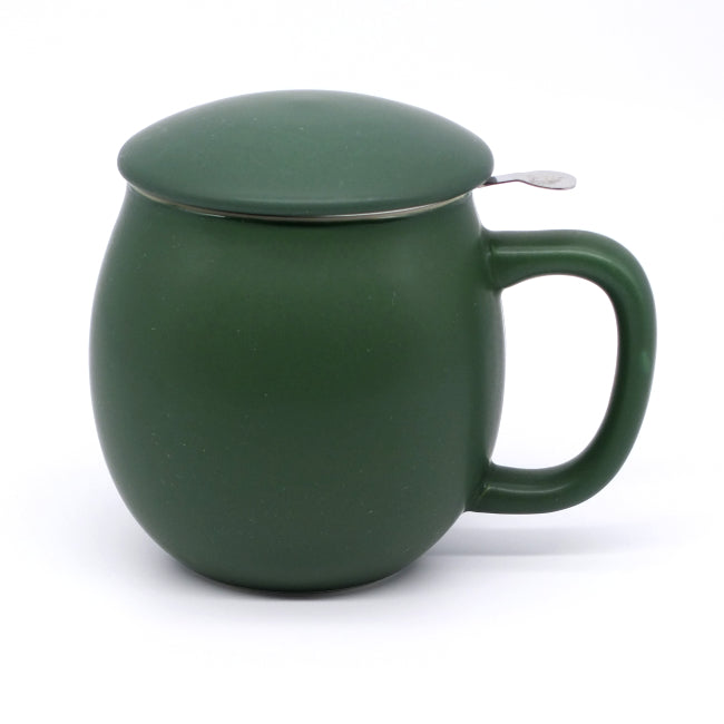 Dark Green Matt Glaze S2 Porcelain Mug Infuser The Proper Tea Co dark-green-matt-glaze-s2-porcelain-mug-infuser-the-proper-tea-co