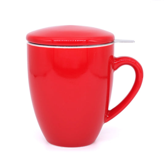 Red Riga Porcelain Infuser Mug with Lid (350ml)