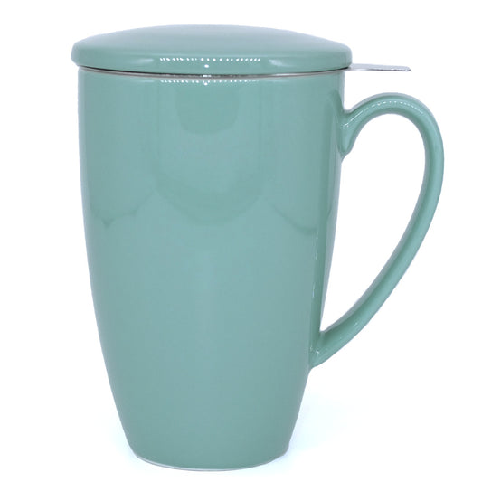 Cool Blue Riga Tall Porcelain Infuser Mug with Lid (450ml)