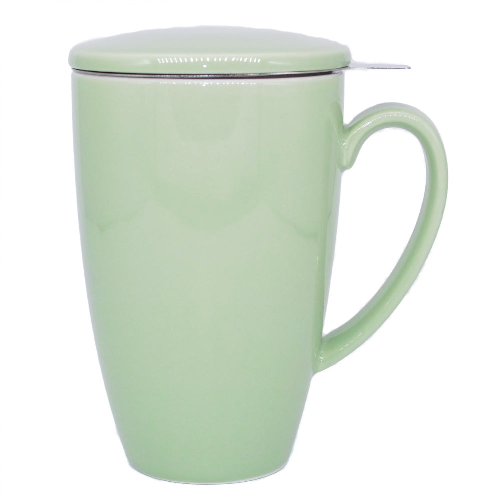 Pale Sage Riga Tall Porcelain Infuser Mug with Lid (450ml)