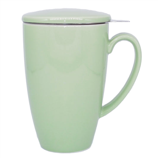 Pale Sage Riga Tall Porcelain Infuser Mug with Lid (450ml)