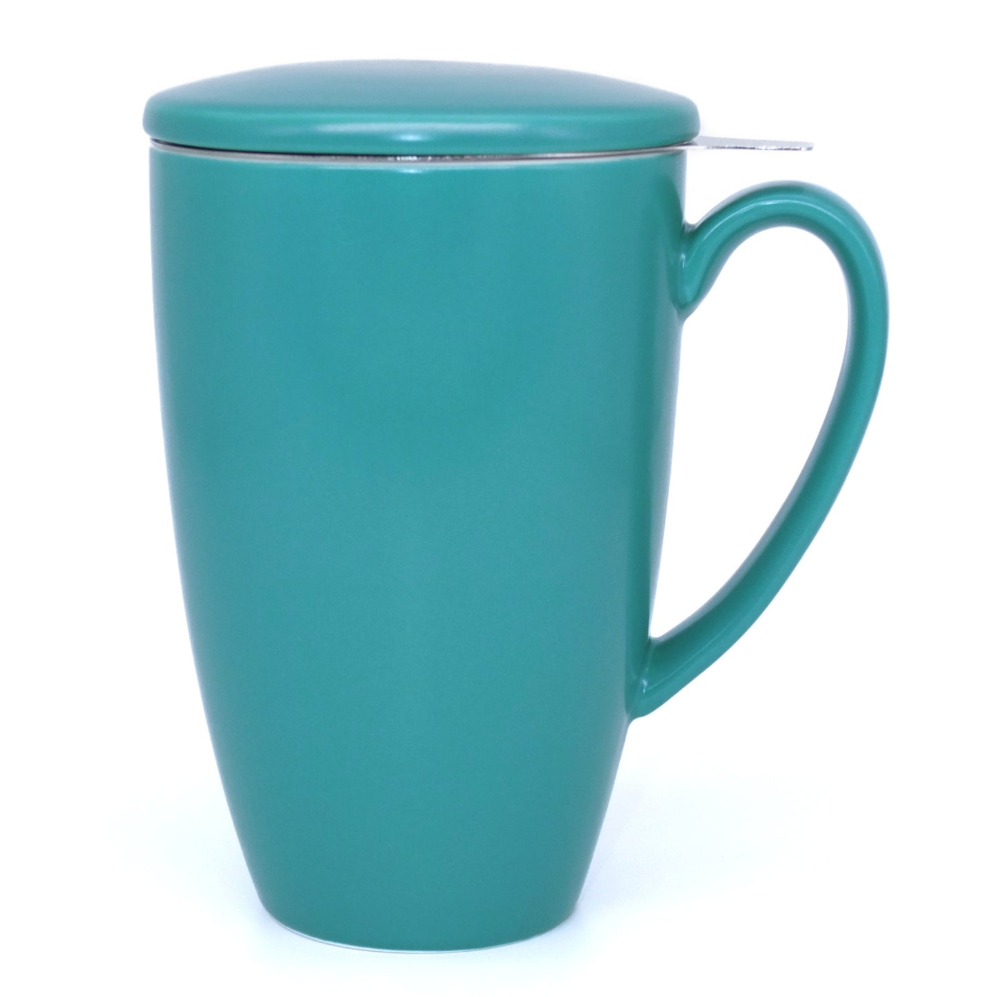 Satin Teal Riga Tall Porcelain Infuser Mug with Lid (450ml)