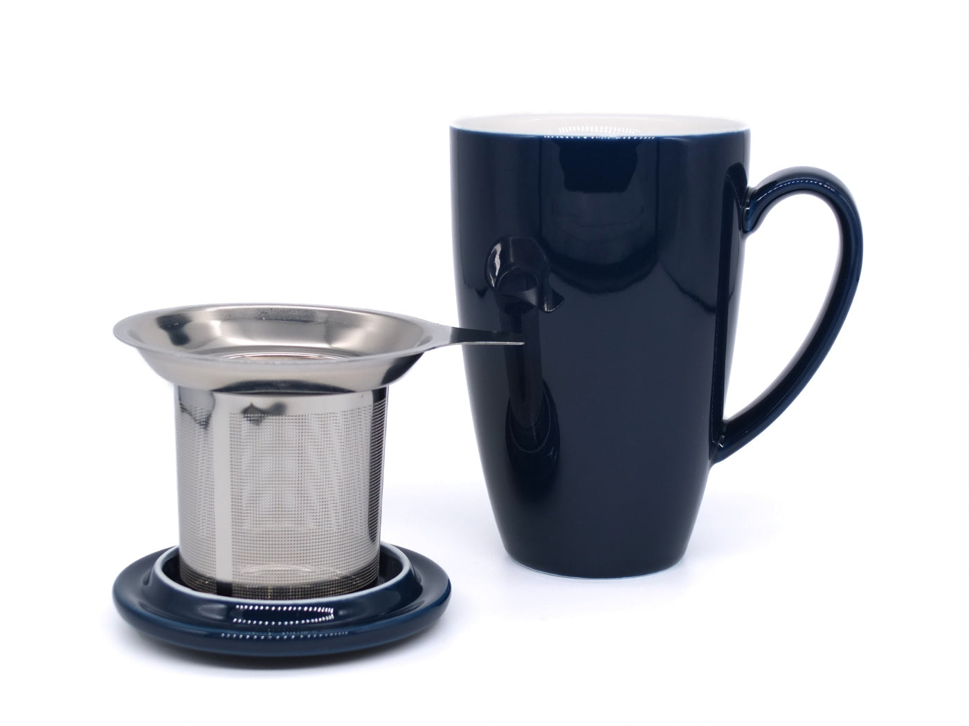 Midnight Riga Tall Porcelain Infuser Mug with Lid (450ml)