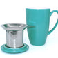 Satin Teal Riga Tall Porcelain Infuser Mug with Lid (450ml)