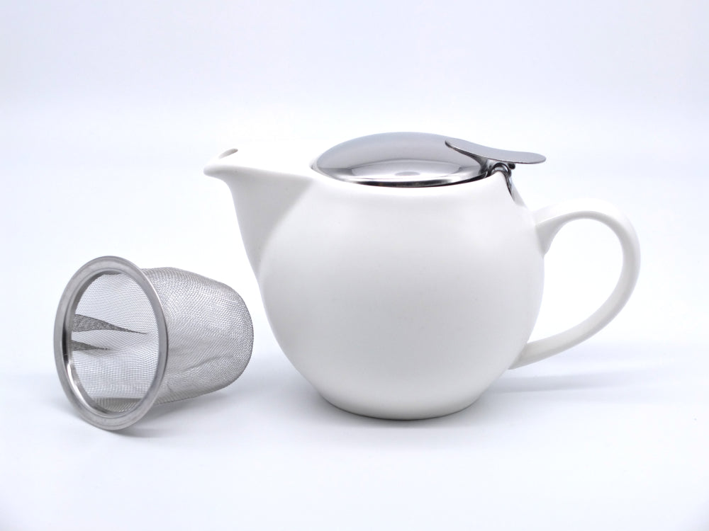 White (Satin Glaze) 500ml Porcelain Teapot & Infuser